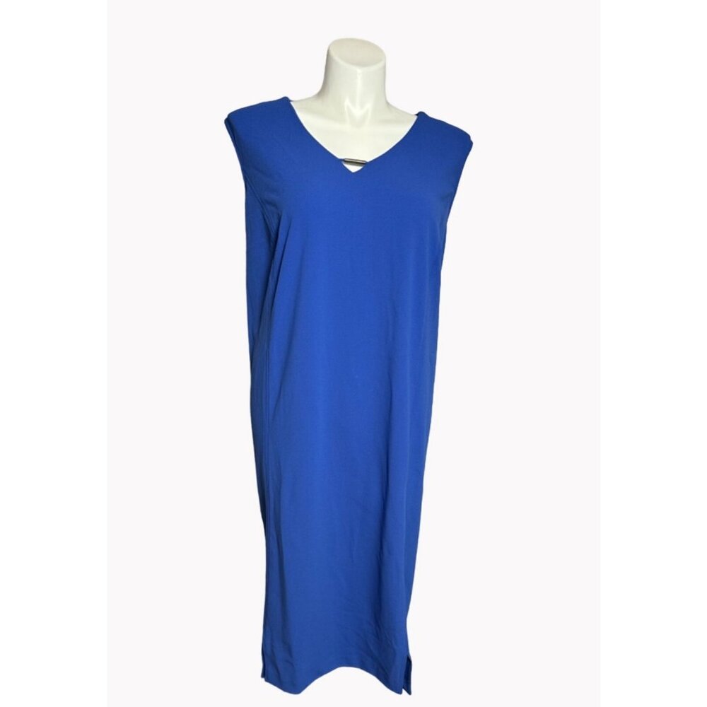 Catherines Black Label Size 4X Womens Blue Sleeveless Stretch Midi Dress New